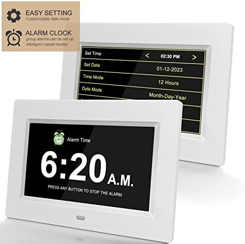 Digtal часовник со ден и датум за постари лица, голем приказ на LCD време, автоматско затемнување, поставки за аларм - Водич
