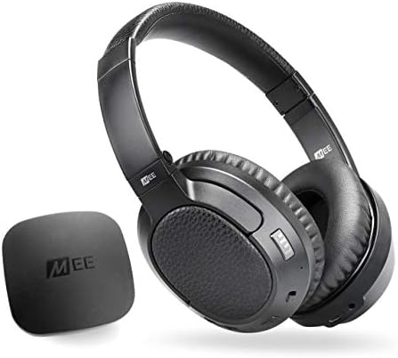 MEE AUDIO CONNECT T1CMA Bluetooth Надредените слушалки за безжични слушалки за ТВ без аудио одложување; Вклучува додаток на трансмитер и кино -кина за сениори и тешко слушање