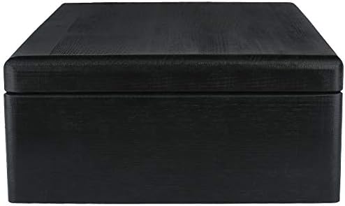 Креативно деко XL црна дрвена кутија за складирање со капакот на шарки | 15,8 x 11,8 x 5,5 инчи | Кутија за подароци за алатки за кучиња играчки за облека за облека за кујнски