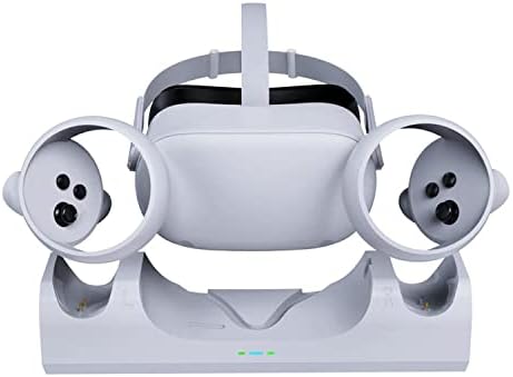 Puosuo за полнење на Puosuo за Oculus Quest 2/Meta Quest 2, VR слушалки за полнење, компатибилен со Oculus Quest 2 додатоци за полнач на