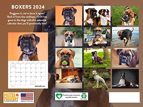 Боксерски Календар 2024 Ѕиден Календар Боксерски Подароци За Жени Мажи Деца И Љубители На Кучиња
