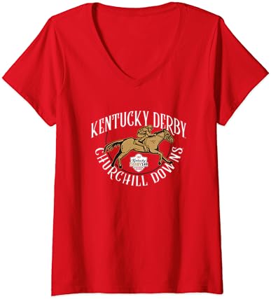 Derенски Кентаки Дерби официјално лиценциран маичка за темпо црвена маица со врат со врат