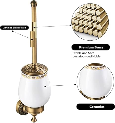 Лајден Антички Месинг Држач За Четка За Тоалет, Бања Ретро Четка За Тоалет Нурнува Ѕидна Четка За Организатор На Тоалетна Четка