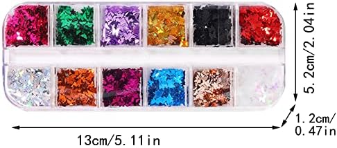 Секвенци за нокти за уметност 12 бои налепници за сјај на ноктите, декорации за декорации за акрилни нокти