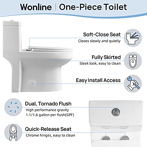Добие едно парче тоалетно двојно светло со висина на седиштето за удобност, мека покривка на блиско седиште, високо-ефикасно снабдување и бела финиш тоалетна чиниј