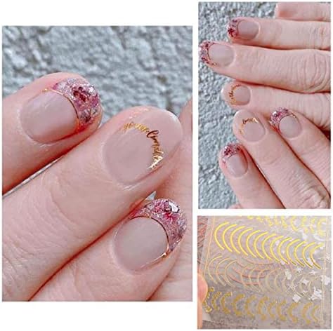 Линиски налепници за уметност на ноктите декорации 3Д самолепливи метални линии нокти декорации розово злато француски нокти декорации starвездени облаци крива лен