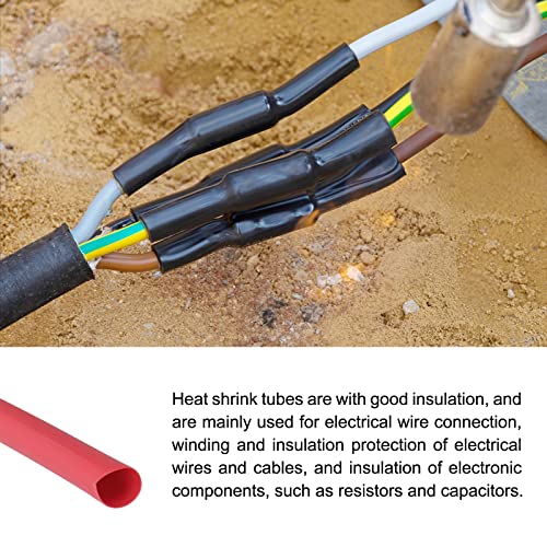 Цевче за намалување на топлината на топлина 2: 1 кабелска цевка за ракави, [за заштита на електрична изолација] - 5,5мм DIA/2m/црвена боја