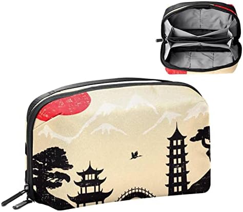 Организатор на електроника, Ретро Јапонски Храмски Пејзаж Организатор На Мали Патни Кабли Торба За Носење, Компактна Технолошка Торба За Електронски