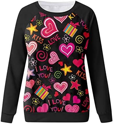 Nokmopo Sweetshirt for Women Casual Fashion Fashion Day на Денот на вineубените, печатење на долги ракави, џемпер на врвови на топли џемпери