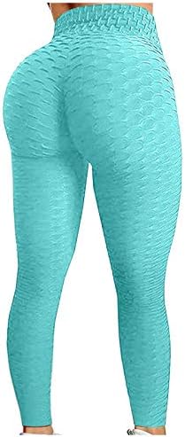 Sinzelimin јога панталони женски високи половини плус големина на стомак контрола 4-насочен хеланки за легирање на тренингот меур меур за кревање спортски панталони