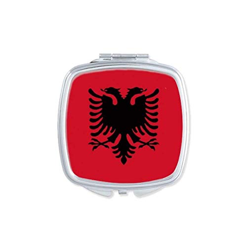 Албанија Национално Знаме Европа Земја Огледало Пренослив Компактен Џеб Шминка Двострано Стакло