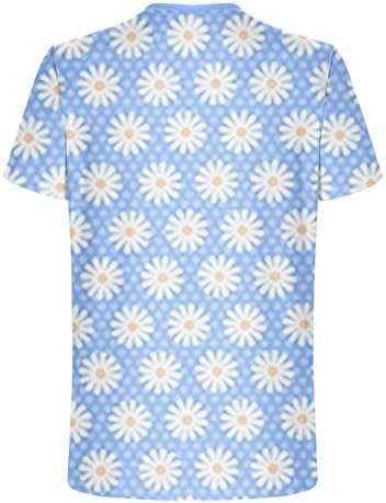 Менс цветни печатени маички 2023 Моден летен краток ракав Дневно обичен екипаж на екипажот тенок фит спортски маици