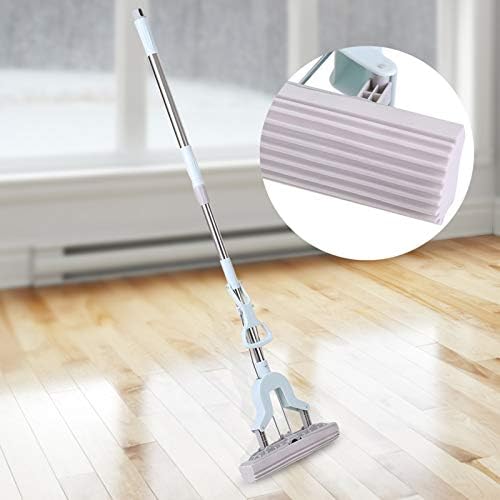 Кујна Дома PVA Sponge Mop, 11 ”Четворица ролери не'рѓосувачки челик Телескопска рачка Абсорбента на сунѓер за чистење на подот