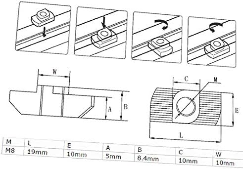X-Dree 10 PCS M8 Thread 45 серија Европски пад на алуминиум Т-слот во Т-ореви (10 Piezas M8 Rosca 45 Serie Europea t ranura de aluminio caída