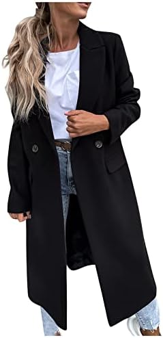 Убава облека ровови палта за жени топло градите волна волна палта Волнена палта јакни лапел тенка долга долга облека за палто
