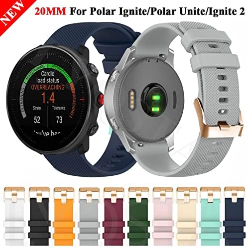 Sports Sports Band Sports Sports Spraps 20mm за поларни Ignite/unite WatchBand Silicone нараквица замена за поларни игли 2 ленти за паметни