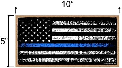 Мед роса подароци Човек пештерски бар патриотски знаци, тенка сина линија Американско знаме 5 инчи од 10 инчи виси wallидна уметност, декоративен