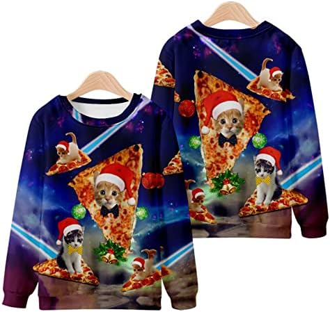 Машки божиќни пуловер за мажите на Синзелиминин, модни новини, 3Д печатени долги ракави, маица со маица со врвови на маицата на вратот, врвови на врвови