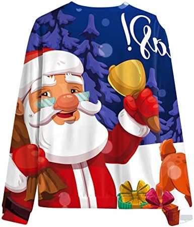 ВОКАЧИ Среќен Божиќ Машки Дуксери Пуловер, Смешни Божиќ Дедо Мраз Печатени Екипажот Партија Дизајнер Џемпер Блузи