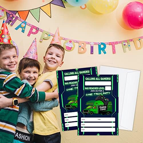 Покани за роденден, Украси За Забави Со Камиони За Видео Игри, Материјали, Игра Со Зелени Камиони Детска Тинејџерска Роденденска Прослава