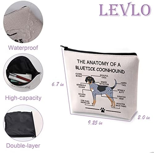 LEVLO Funny Bluetick Coonhound Lovers Gifts The Anatomy of A Bluetick Coonhound Clever Minds Cosmetic Bags Veterinary Mom Travel Toiletry Bags