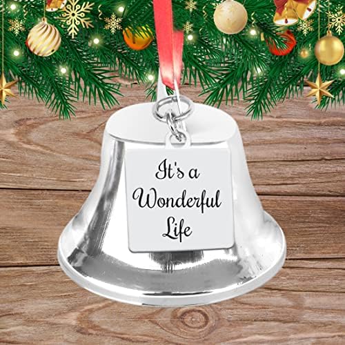Тоа е прекрасен живот инспириран од Божиќ, Ангел Бел украс со шарм на ангелско крило- класични Божиќни украси подароци за чување-