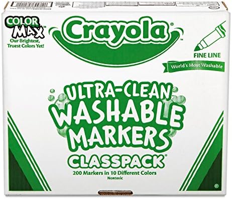 Crayola 588211 Перење Класпак Маркери, Парична Казна Точка, Осум Избрани, 200/Кутија