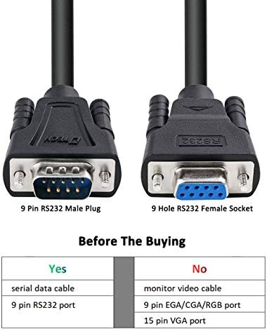DTECH DB9 RS232 Сериски кабел Машки до женски нула модем кабел целосна ракување со 7 жици кросовер за комуникација со податоци