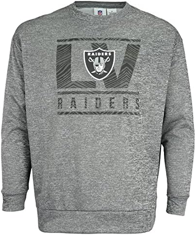 Зубаз машки NFL LV Raiders Heather Grey Crew Neck Sweatshirt Withzebra Graphic