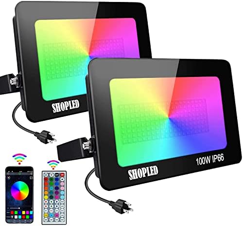 Кудал RGB предводена од поплави светло на отворено, 100W Bluetooth Color Color Saste Stage, 600W еквивалент, 16 милиони бои и контрола