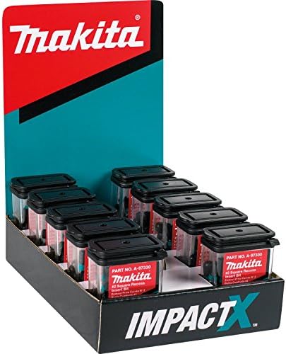 Makita A-97330-10 ImpactX 2 квадратни вдлабнатини 1 insert Bit, 10 x 25 пакет, дисплеј