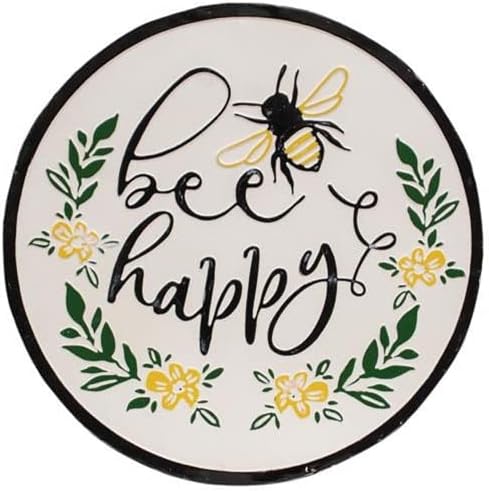 Подароци CWI Пчела Среќен потресен знак на wallид од емајл, висина од 19,5 инчи