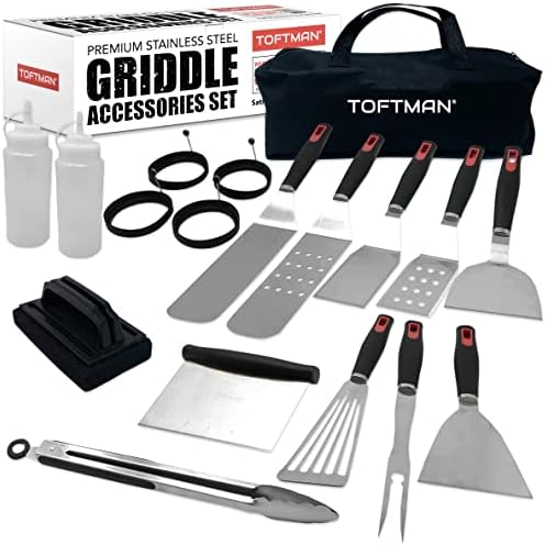 Комплет за додатоци на Toftman Griddle For Blackstone и Camp Chef - Алатка за прибор за шпатула на рамни врвни печење и шпорети поставени со лакови
