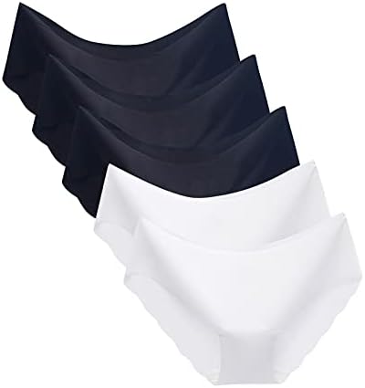 NiceOne 5 пакет секси мраз свила Непречена долна облека за жени што дишат средно половината цврста боја истегнување бикини