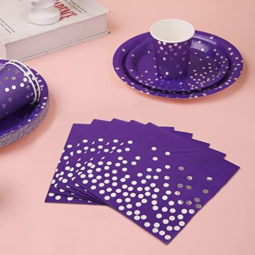 Гудвила Виолетова Декорација за Забави 168 парчиња Виолетови Хартиени Чинии Материјали За Забави За Еднократна Употреба Садови