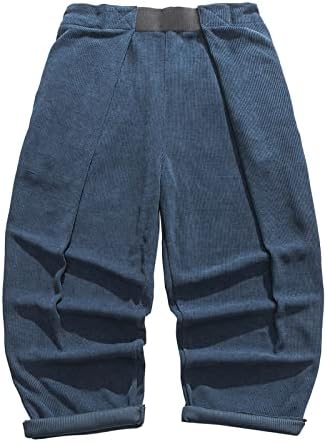 Miashui 6 пена машки есен и зимски топли лабави панталони обични цврсти бои џеб широки нозе панталони модни панталони за белило за