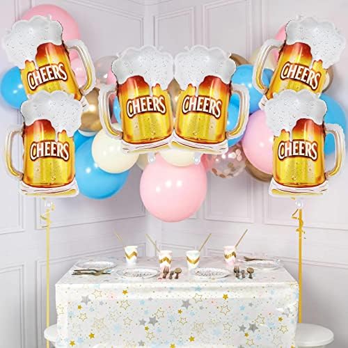 6 парчиња балони со пиво од пиво, големи балони со хелиум за пиво фолија, 28 инчи балони за пиво за роденденско пиво за дипломирање диплома за
