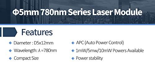 D5X12MM 780NM 1MW 5MW стаклени леќи NIR DOT LASER DIODE MODULE LASER HEAD INDUSTRIAL APC APC Возач