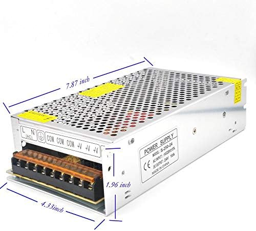 PADARSEY DC 24V 10A 240W Адаптер за напојување Трансформатор за трансформатор AC 110V/220V до DC 24V 10AMAMP Универзален регулиран конвертор на префрлување за LED лента за безбедност на с