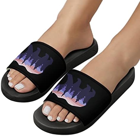 Мечка шетање на сандалите на Форест, кои не се лизгаат папучи за отворени пети за бања за бања за туширање за масажа