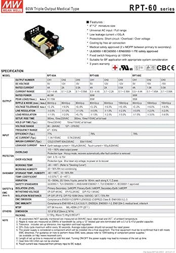 Медицински 50W RPT-60B Menwell AC - DC Троен Излез RPT-60 Серија ЗНАЧИ Добро Префрлување Напојување