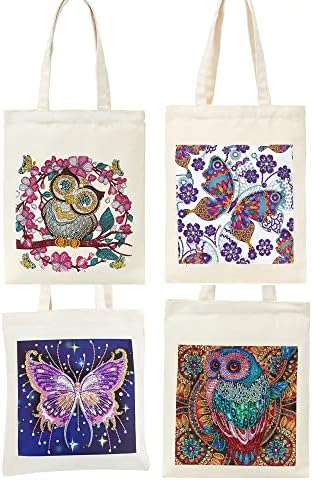 Doosai Cat Diamond Saftical Canvas Tote Tote Tags Art Kits 5d Boho Diamond Dots Dotz комплети еднократно намирници торби DIY Hands Рачно