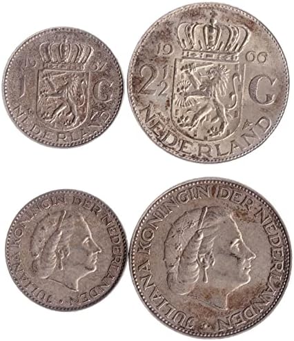 6 Монети Од Холандија | Колекција На Холандски Монети 5 10 25 Центи 1 2 9 5 Гулден | Циркулирано 1982-2001 | Кралицата Беатрикс
