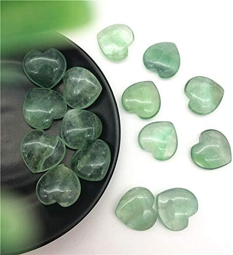 Ertiujg Husong306 1pc Природно зелено флуорит полиран кристал во форма на срце, лековити декор подароци природни камења и минерали
