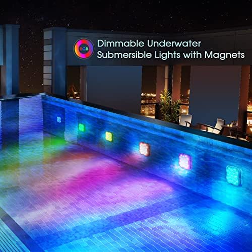 Светла за базени со аутли, полнење на потопливи LED светла со далечински, LED светла за базени за над вметнати базени со топла када светла