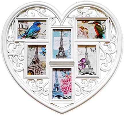 ZCMEB, во форма на срце, во форма на срце, во облик на боја, свадба или loversубовници, подарок за домашна декорација Мулти фото рамка 6 фотографии
