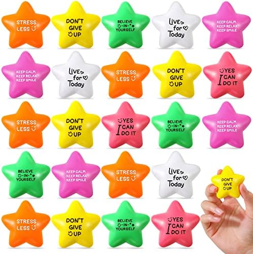 30 Парчиња Мотивациони Стресни Топки Со Ѕвезда 2,2 Инчи Топка За Ослободување Од Стрес Со Цитати Шарена Топка Од Пена Инспиративни Играчки За