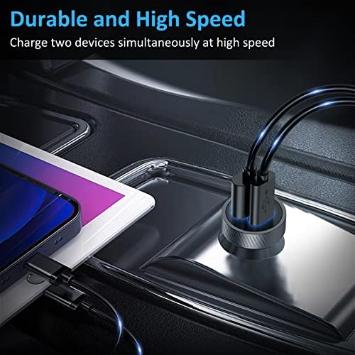 XDO USB C Car Charger Fast Charger Type C 48W Dual Port PD&QC 3.0 Compact Metal Car Charger USB Phone Charger for iPhone13/12/11/Pro/MAX/XS/XR/8/SE,iPad