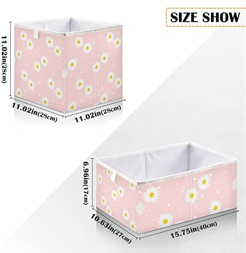 Xigua Pink Daisy Rectangle Storagn Storage Bin Grarply Clopsible Storage Class Canvas Chasher за дома, канцеларија, книги, расадник,
