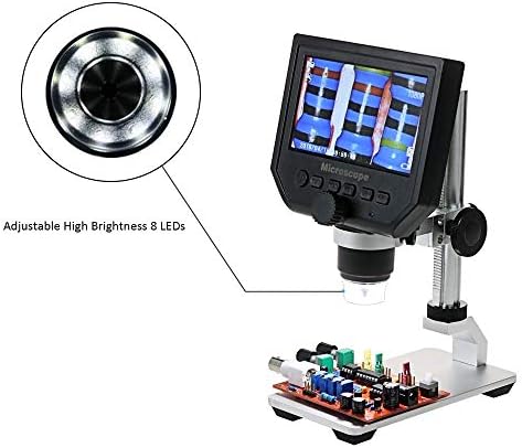 Дигитален микроскоп FENGDE 600X 4,3 OLED екран на екранот и метална заграда, 3,6MP 1080P/720p микроскопио микроскоп лабораториски лабораториски